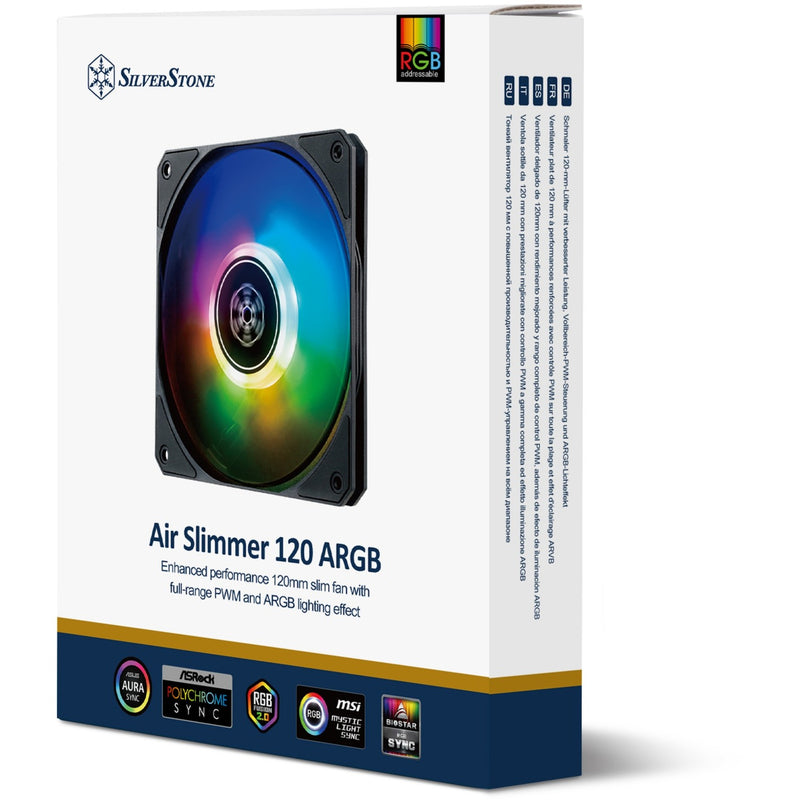 Afbeelding laden in galerijviewer, Silverstone air slimmer 120 argb case fan (zwart, 120 x 120 x 15 mm, pwm)
