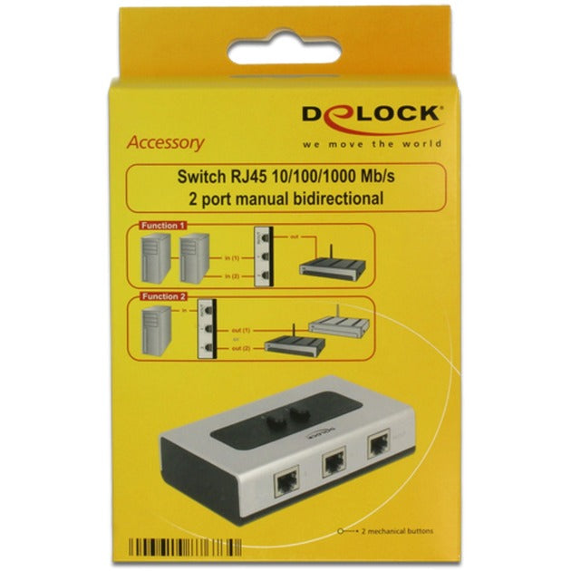 Afbeelding laden in galerijviewer, Delock switch rj45 10 100 1000 mbps 2 port (grijs zwart)