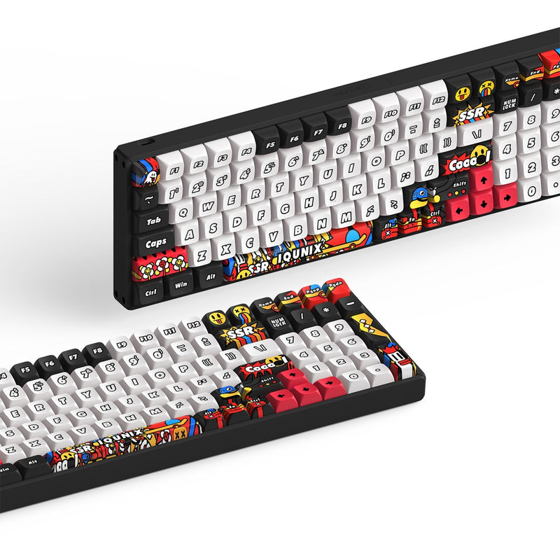 Afbeelding laden in galerijviewer, Iqunix f97 graffiti diary wireless mechanical keyboard (zwart, us lay-out (qwerty), cherry mx silent red, 96%, rgb leds, hot-swappable, pbt, 2.4ghz | bluetooth 5.1 | usb-c)