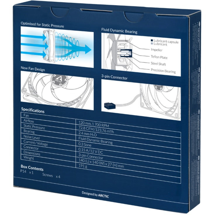 Afbeelding laden in galerijviewer, Arctic p14 case fan (zwart, 140 x 140 x 27 mm)