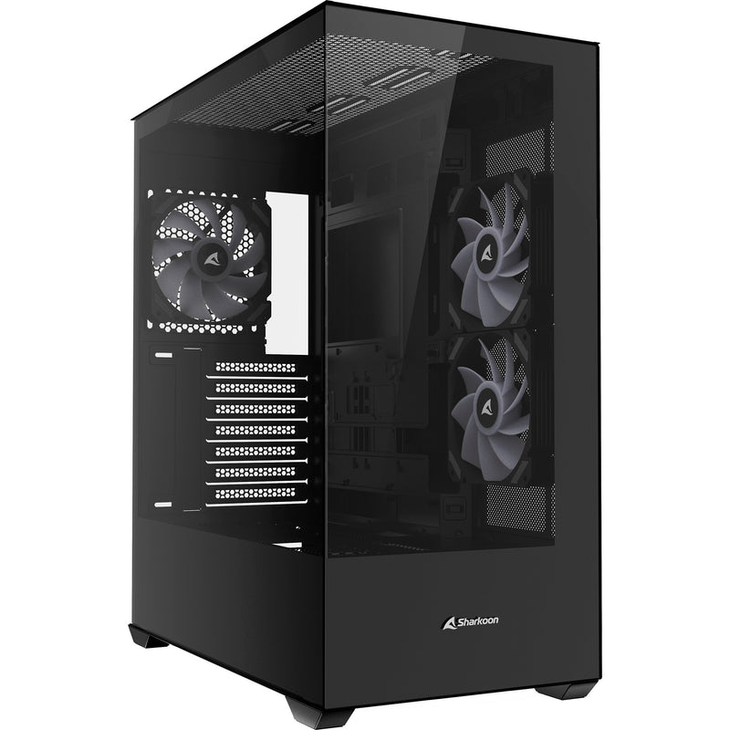 Afbeelding laden in galerijviewer, Sharkoon sk6 argb midi tower behuizing (zwart | 2x usb-a | rgb | tempered glass)