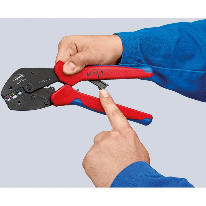 Afbeelding laden in galerijviewer, Knipex multicrimp krimptang 973302 (rood blauw)