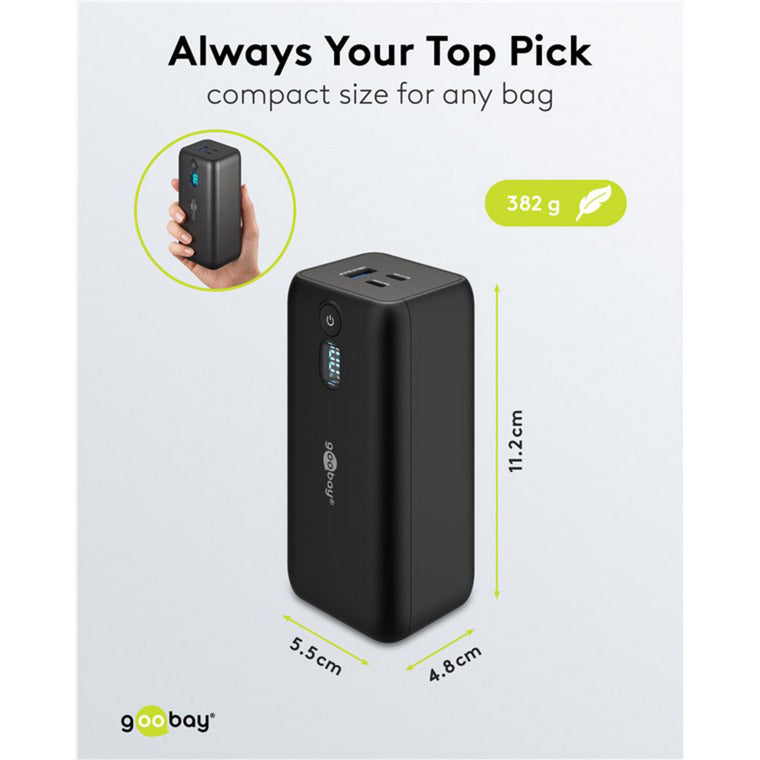 Afbeelding laden in galerijviewer, Goobay laptop powerbank (zwart, 20,000 mah, power delivery)