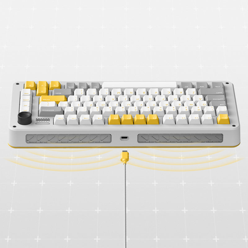 Afbeelding laden in galerijviewer, Ty iqunix zx75 gravi wave wireless mechanical keyboard (grijs, us lay-out (qwer), gateron red, 75%, rgb leds, hot-swappable, double-shot pbt, 2.4ghz | bluetooth 5.1 | usb-c)