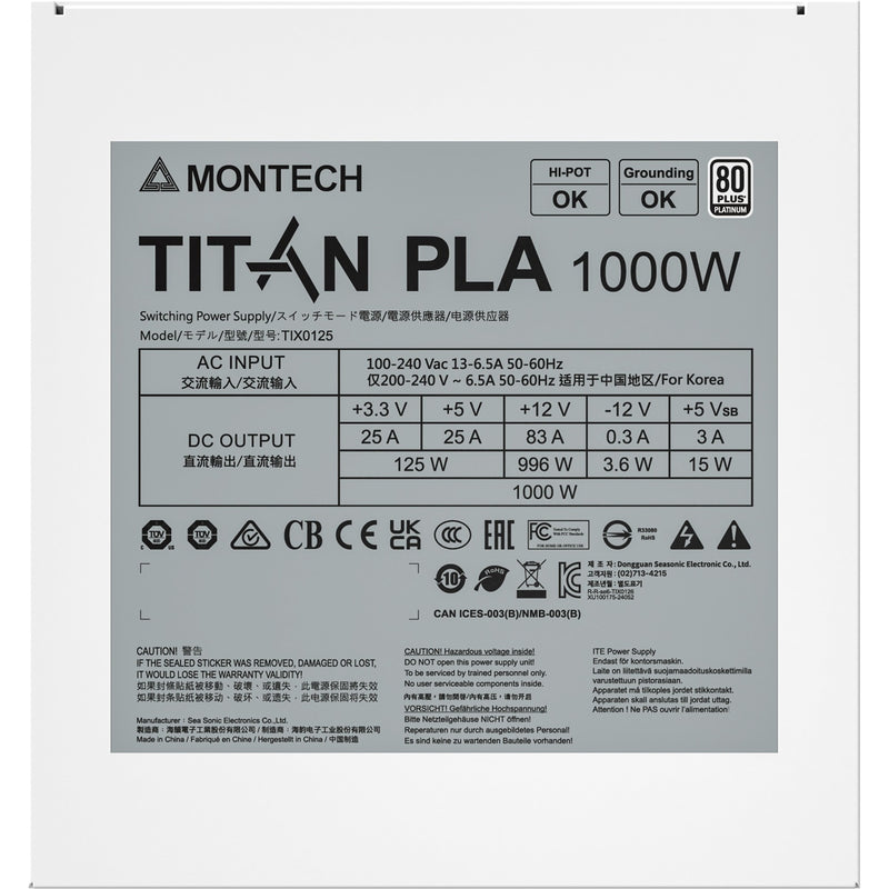 Afbeelding laden in galerijviewer, Montech titan pla modulaire 1000 watt voeding (wit, 2x pcie)