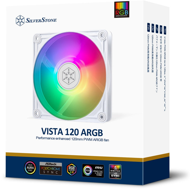 Afbeelding laden in galerijviewer, Silverstone vista 120 argb case fan (wit, 120 x 120 x 25 mm, pwm)