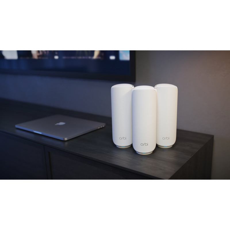 Afbeelding laden in galerijviewer, Netgear orbi 370 wifi mesh systeem, dual-band wifi 7-mesh systeem, 3 stuks mesh router (wit, 1x orbi wifi 7-router (rbe371), 2x orbi wifi 7-satellieten (rbe370))