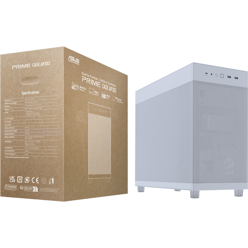 Afbeelding laden in galerijviewer, Asus prime ap303 - mesh panel midi tower behuizing (wit | 2x usb-a | 1x usb-c)