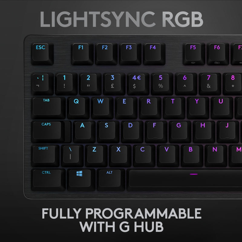 Afbeelding laden in galerijviewer, Logitech g512 carbon lightsync rgb mechanical gaming keyboard (zwart, us-international lay-out (qwerty), gx brown, 100%, rgb leds)