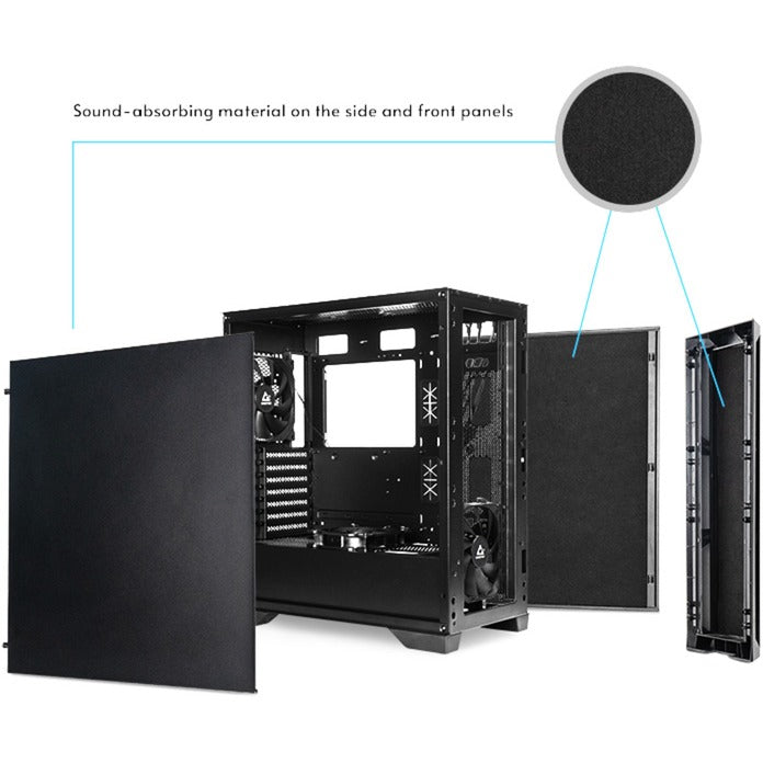 Afbeelding laden in galerijviewer, Chieftec apex q midi tower behuizing (zwart | 2x usb-a | 1x usb-c)