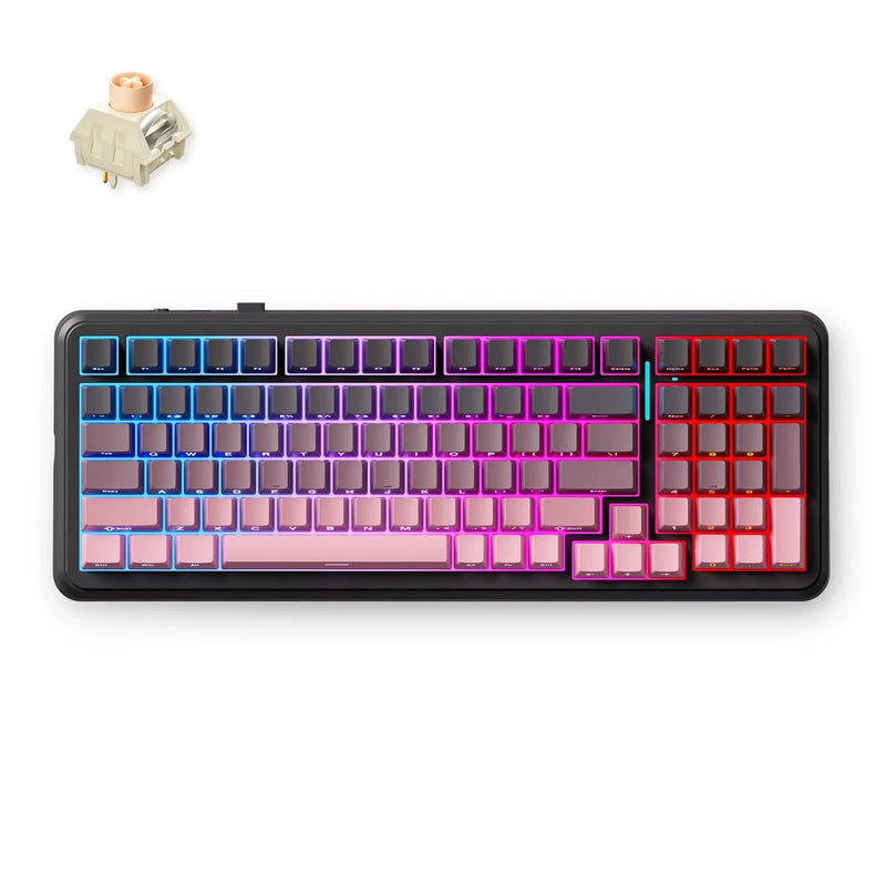 Afbeelding laden in galerijviewer, Mchose k99 v2 wireless gasket mount mechanical keyboard (zwart, us lay-out (qwerty), kailh box icy creamsicle, 99%, rgb, pbt keycaps, hot-swap, 2.4 ghz | bluetooth | usb-c)