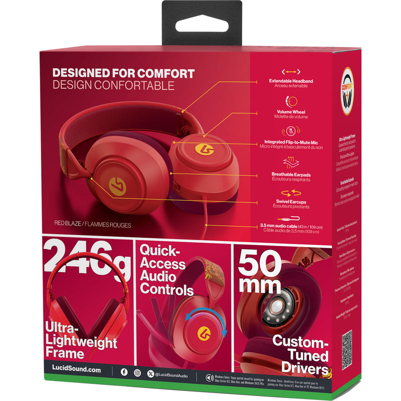 Afbeelding laden in galerijviewer, Powera lucidsound ls10x gen 2 bedrade gamingheadset voor xbox series x|s - rood vuur over-ear gaming headset (rood geel, xbox series x|s, xbox one, pc)