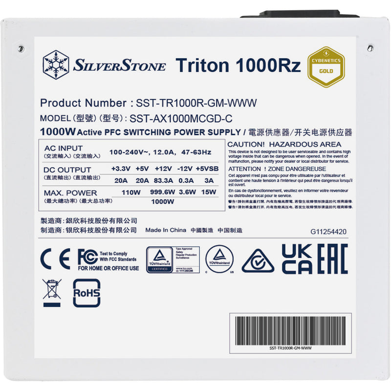 Afbeelding laden in galerijviewer, Silverstone triton 1000rz modulaire 1000 watt voeding (wit, 1x 12v-2x6, 4x pcie)