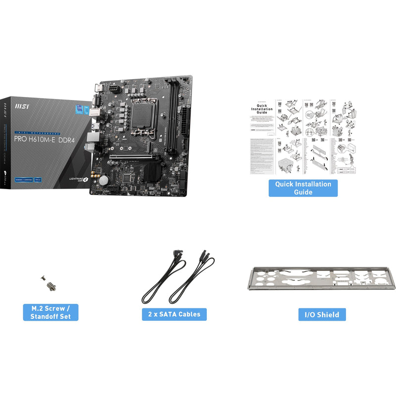 Afbeelding laden in galerijviewer, Msi pro h610m-e ddr4 socket 1700 moederbord (zwart, gb-lan, sound, µatx)