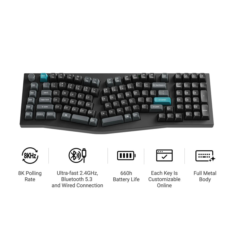 Afbeelding laden in galerijviewer, Keychron q13 ultra-m1 8k wireless custom mechanical keyboard (zwart, us lay-out (qwerty), silk pom red, 96%, rgb, hot swap, 8k, 2.4 ghz | bluetooth 5.2 | usb-c)