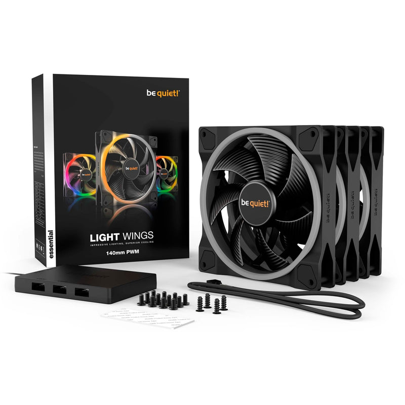 Afbeelding laden in galerijviewer, Be quiet! light wings pwm rgb case fans (zwart, 3 stuks, 140 x 140 x 25 mm)