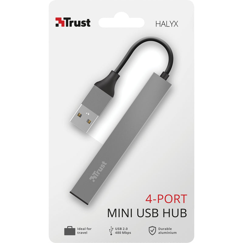 Afbeelding laden in galerijviewer, Trust halyx aluminium 4-port mini usb hub usb-hub (aluminium)