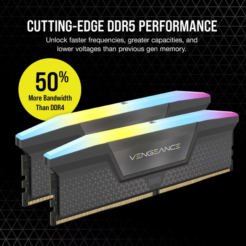Afbeelding laden in galerijviewer, Corsair vengeance rgb 32 gb ddr5-6000 (2x 16 gb) werkgeheugen (zwart, cmh32gx5m2d6000z38, xmp, expo)