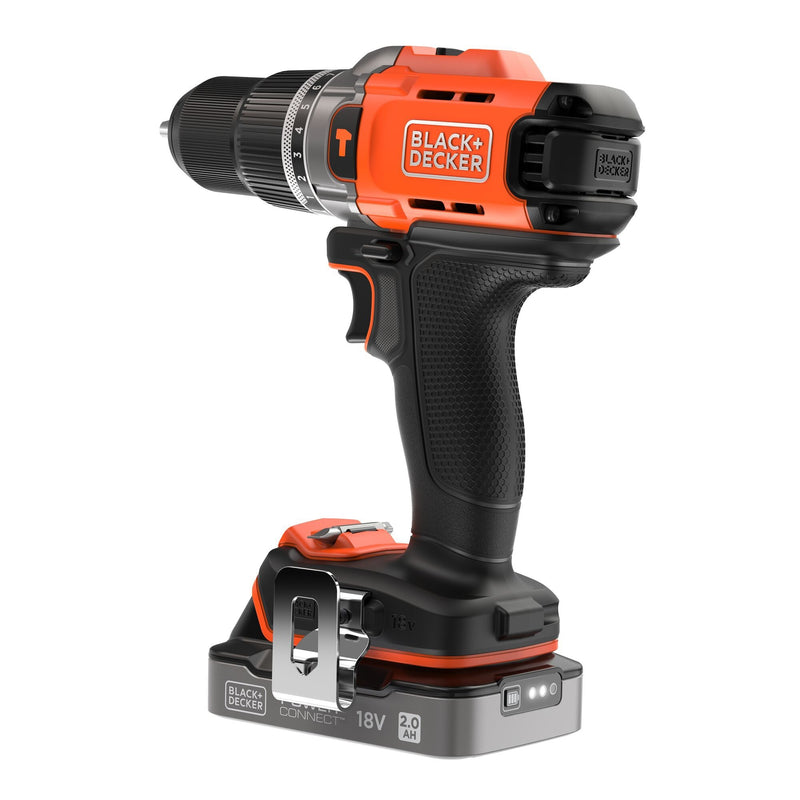Afbeelding laden in galerijviewer, Black+decker 18v 2.0ah schroefklopboormachine (zwart oranje, accu en oplader inbegrepen.)