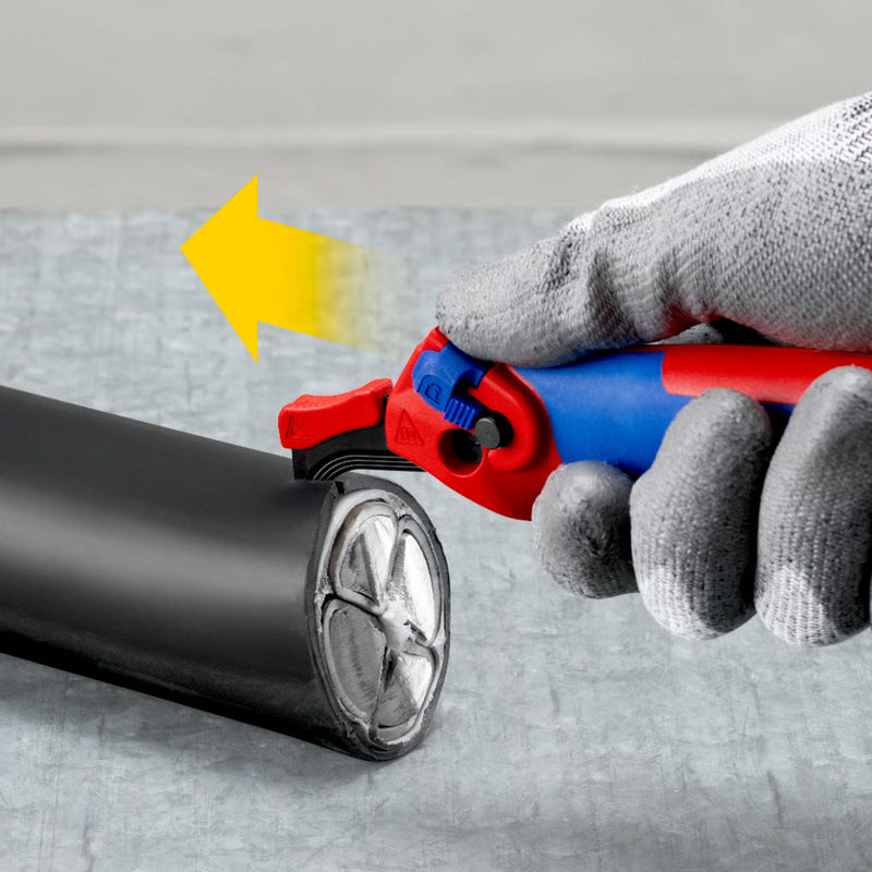 Afbeelding laden in galerijviewer, Knipex kabelmes, met glijschoen (rood blauw)