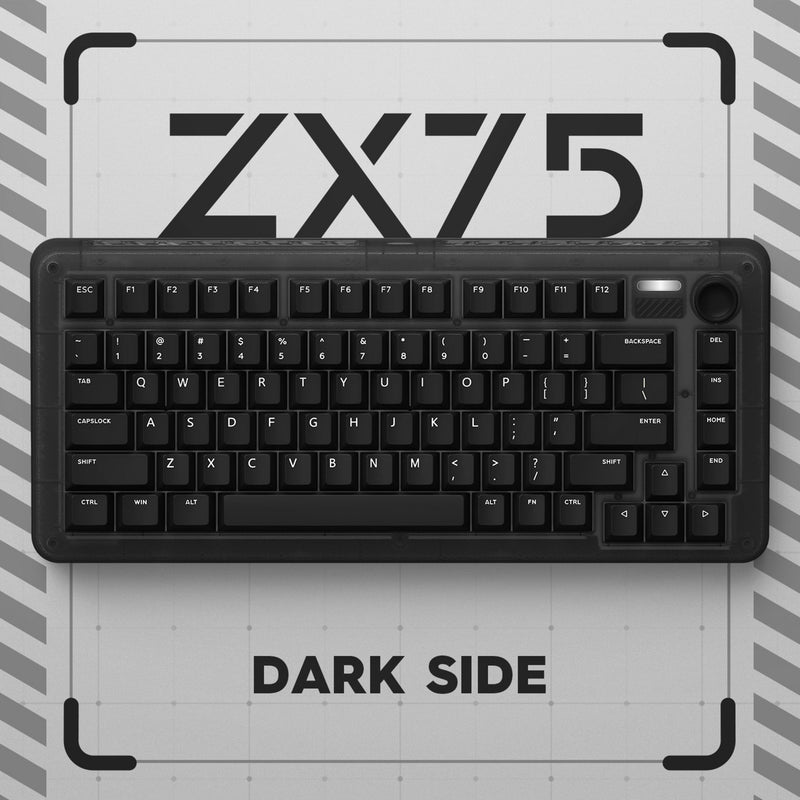 Afbeelding laden in galerijviewer, Iqunix zx75 dark side wireless mechanical keyboard (zwart, us lay-out (qwerty), cherry mx red, 75%, rgb leds, hot-swappable, double-shot pbt, 2.4ghz | bluetooth 5.1 | usb-c)