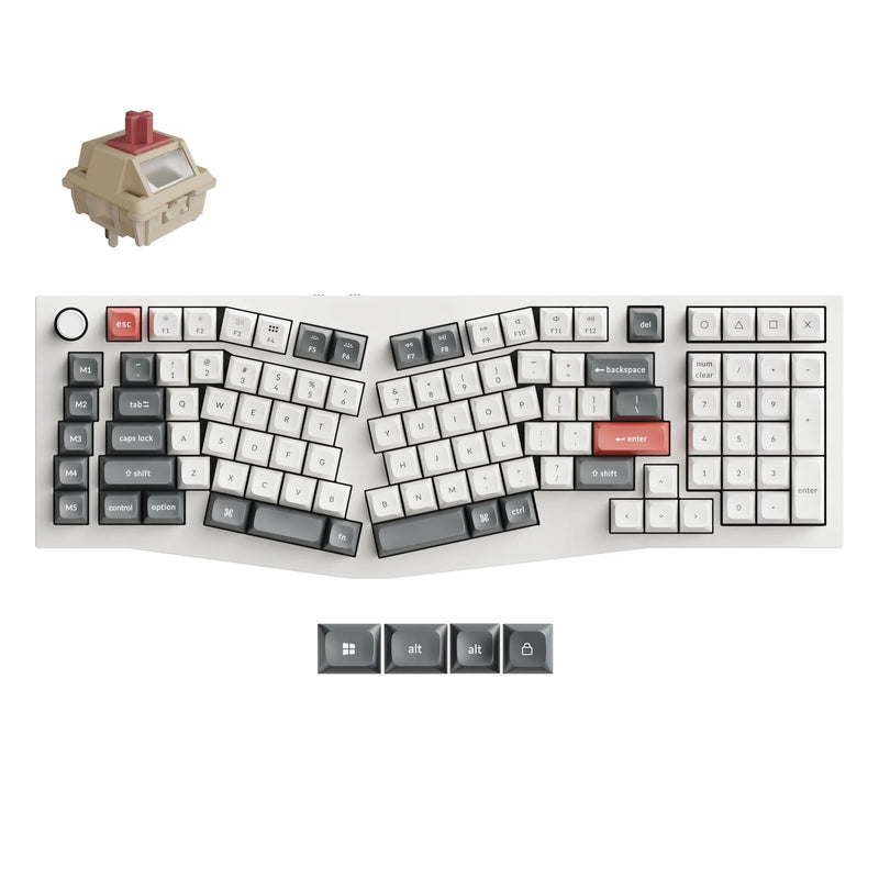 Afbeelding laden in galerijviewer, Keychron q13 ultra-p1 8k wireless custom mechanical keyboard (wit, us lay-out (qwerty), silk pom red, 96%, rgb, hot swap, 8k, 2.4 ghz | bluetooth 5.2 | usb-c)