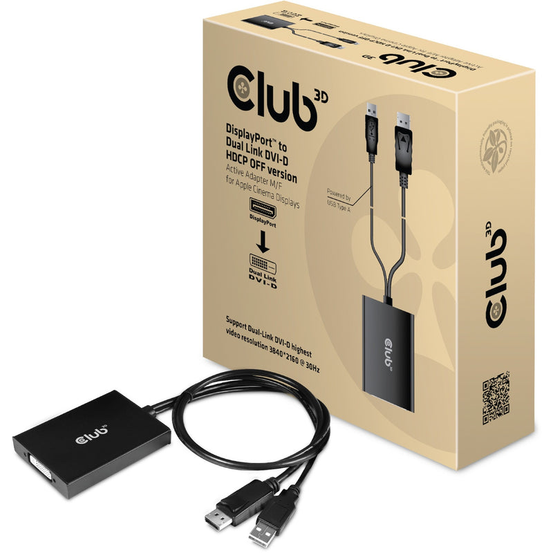 Afbeelding laden in galerijviewer, Club 3d displayport to dual link dvi-d hdcp off version active adapter for apple cinema displays (zwart)