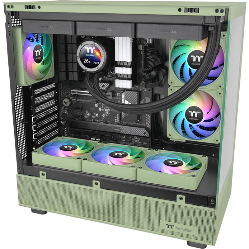 Afbeelding laden in galerijviewer, Thermaltake ct120 ex reverse argb sync pc cooling fan matcha green (3-fan pack) case fans (lichtgroen, 3 stuks, 120 x 120 x 25 mm, pwm)
