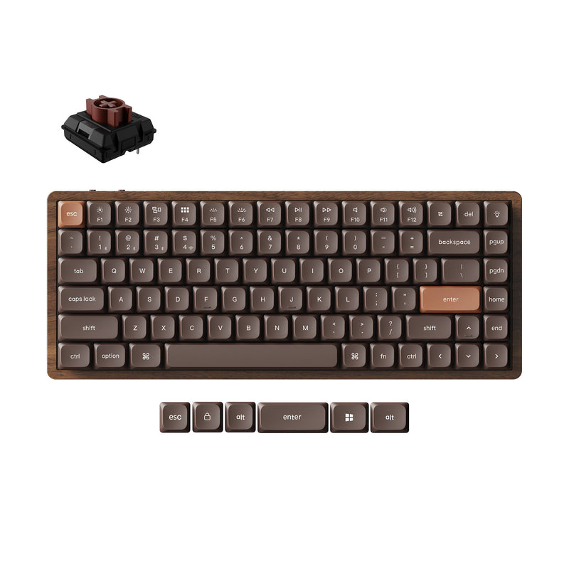 Afbeelding laden in galerijviewer, Keychron k3 max-h3w all-wood special edition rgb mechanisch toetsenbord (houtkleur, us lay-out (qwerty), milk pom brown, 75%, rgb leds, double-shot pbt, hot swap, 2.4ghz | bluetooth 5.1 | usb-c)
