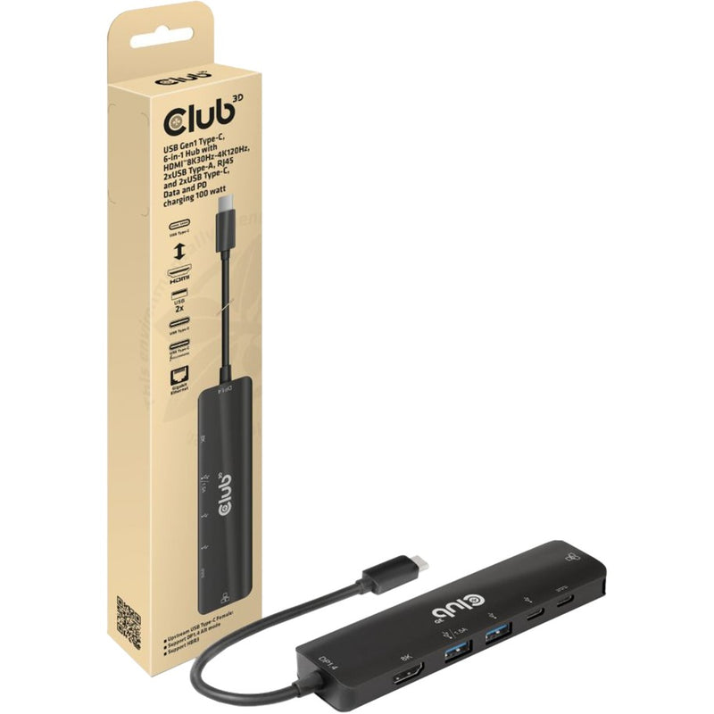 Afbeelding laden in galerijviewer, Club 3d usb gen1 type-c 6-in-1 hub dockingstation (zwart)