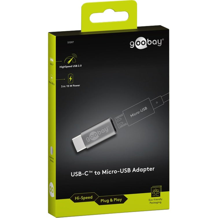 Afbeelding laden in galerijviewer, Goobay usb-c naar micro-usb adapter (grijs)