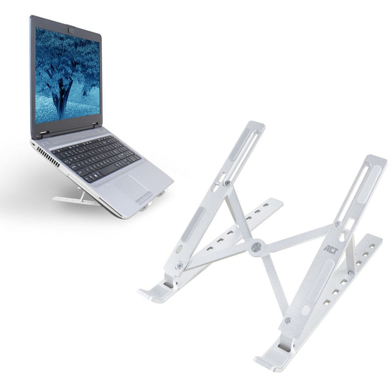 Afbeelding laden in galerijviewer, Act connectivity laptopstandaard aluminium, opvouwbaar (aluminium, hoogte verstelbaar in 7 standen)