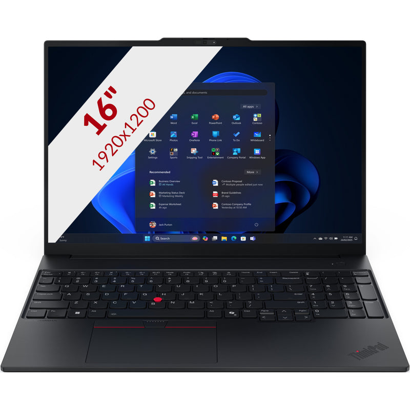 Afbeelding laden in galerijviewer, Lenovo thinkpad e16 gen 3 (21sr002fmh) 16 laptop (zwart | ultra 7 255h | arc 140t | 16 gb | 512 gb ssd)