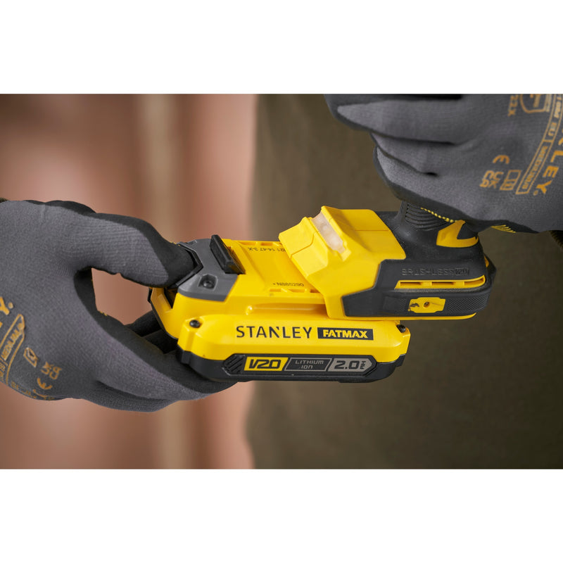 Afbeelding laden in galerijviewer, Stanley fatmax v20 18v borstelloze schroefklopboormachine (geel zwart, accu en oplader niet inbegrepen)
