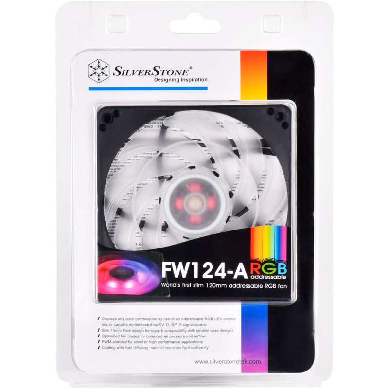 Afbeelding laden in galerijviewer, Silverstone sst-fw124-argb 120x120x15 case fan (zwart, 120 x 120 x 15 mm, pwm)