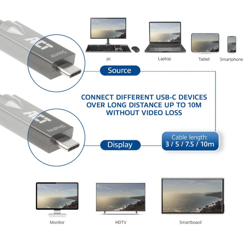 Afbeelding laden in galerijviewer, Act connectivity usb-c 3.2 gen2 active optical cable (aoc) aansluitkabel (grijs zwart, 5 meter)
