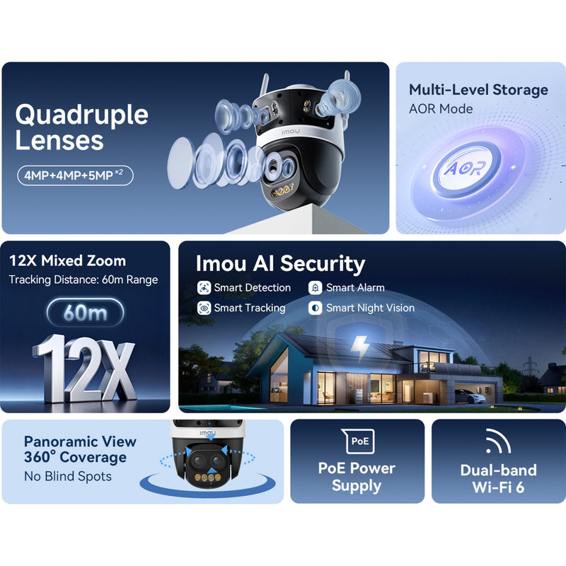 Afbeelding laden in galerijviewer, Imou cruiser pano z quadruple-lens zoom camera (wit, 4mp+4mp+5mpx2, poe)