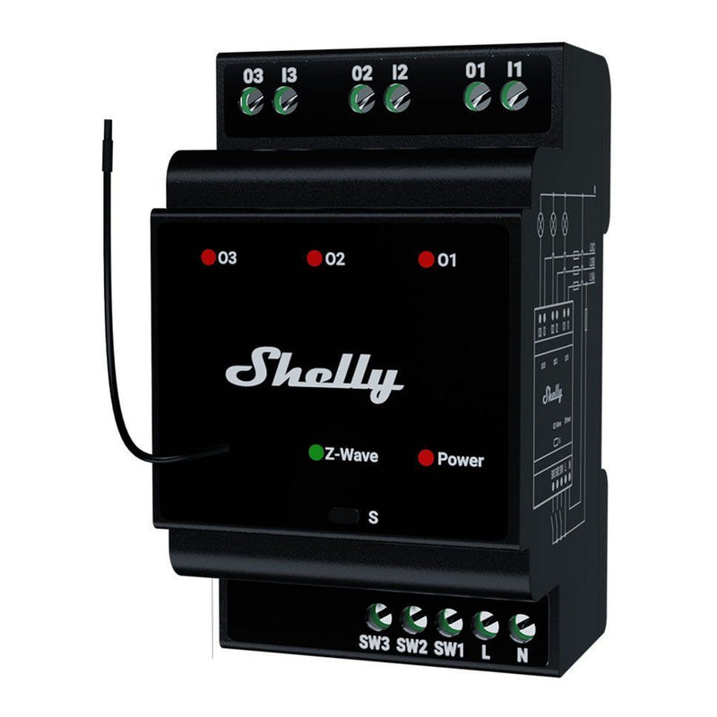 Afbeelding laden in galerijviewer, Shelly qubino wave pro 3 relais (zwart, z-wave)
