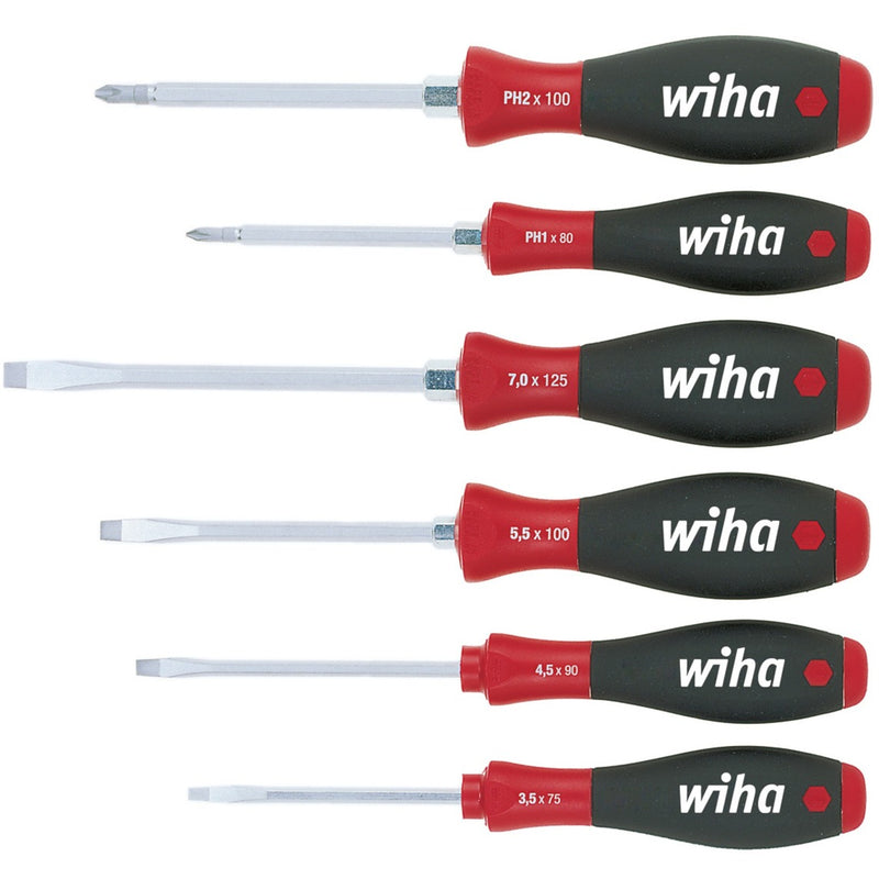 Afbeelding laden in galerijviewer, Wiha schroevendraaierset softfinish 21248 (zwart rood)