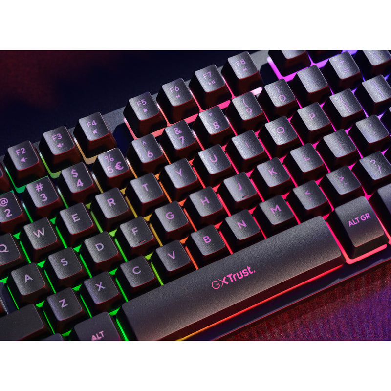Afbeelding laden in galerijviewer, Trust gxt 833 thado toetsenbord met tkl-verlichting (zwart, us lay-out (qwerty), 80% (tkl), rgb)