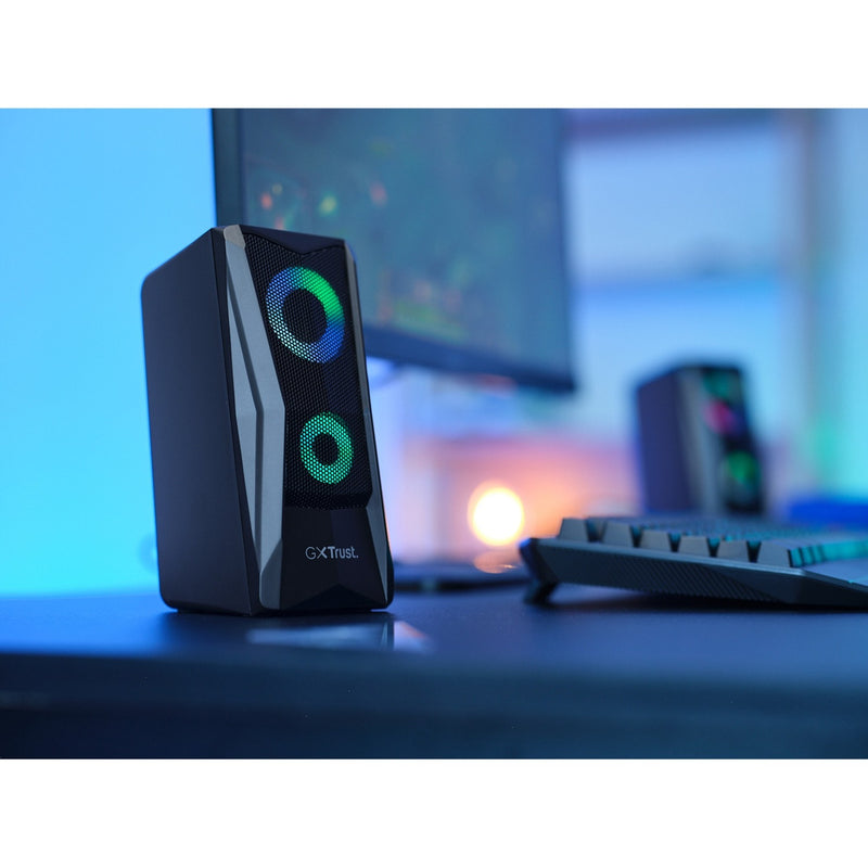 Afbeelding laden in galerijviewer, Trust gxt 606 javv rgb verlichte 2.0 speakerset pc-luidspreker (zwart)