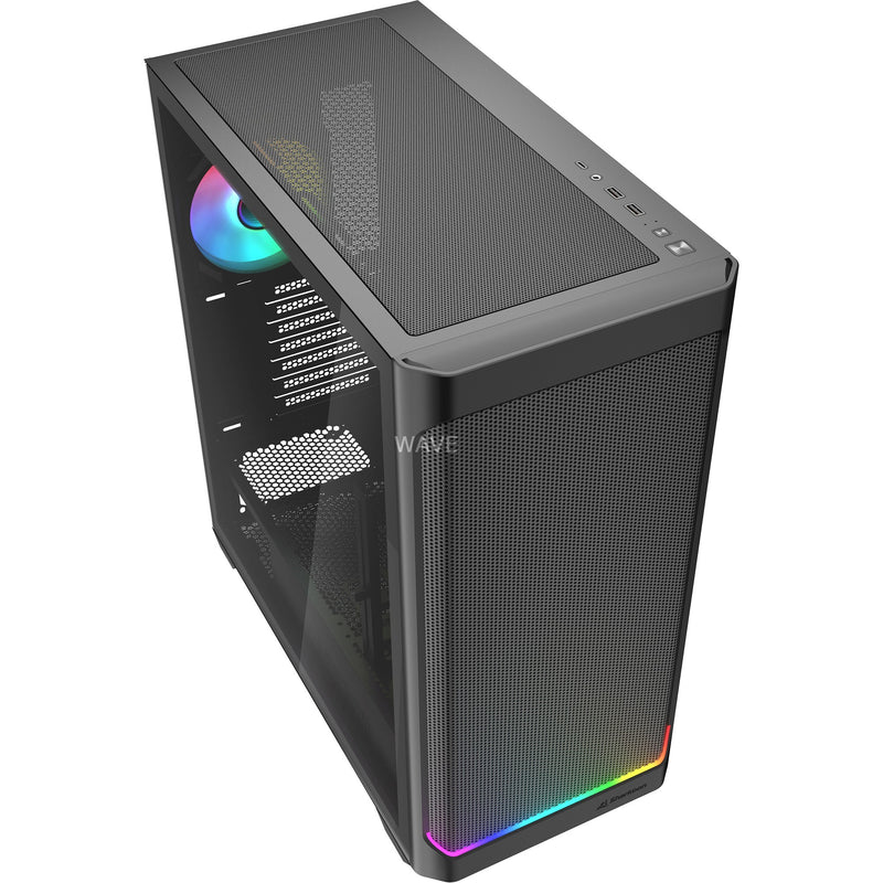 Afbeelding laden in galerijviewer, Sharkoon ak4w rgb strip midi tower behuizing (zwart | 2x usb-a | 1x usb-c | rgb | tempered glass)