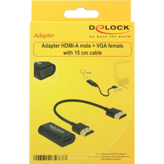 Afbeelding laden in galerijviewer, Delock hdmi a (female) > vga (female) adapter (zwart, 0,15 meter)