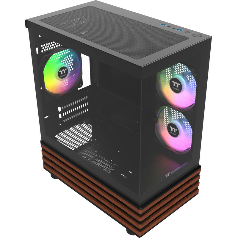 Afbeelding laden in galerijviewer, Thermaltake view 170 ws argb mini tower behuizing (zwart houtkleur | 2x usb-a | rgb | window)