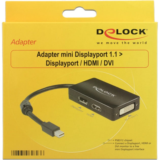 Afbeelding laden in galerijviewer, Delock mini displayport > displayport hdmi dvi adapter (zwart, 0,16 meter)
