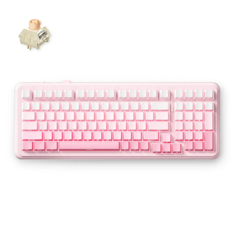 Afbeelding laden in galerijviewer, Mchose k99 v2 wireless gasket mount mechanical keyboard (lichtroze, us lay-out (qwerty), kailh box icy creamsicle, 99%, rgb, pbt keycaps, hot-swap, 2.4 ghz | bluetooth | usb-c)