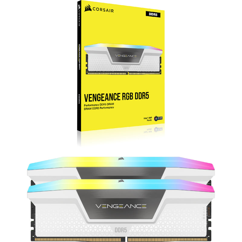 Afbeelding laden in galerijviewer, Corsair vengeance rgb 32 gb ddr5-6000 (2x 16 gb) werkgeheugen (wit, cmh32gx5m2d6000z38w, xmp, expo)