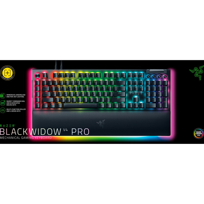 Afbeelding laden in galerijviewer, Razer blackwidow v4 pro rgb mechanisch gaming toetsenbord (zwart, us lay-out (qwerty), yellow, 100%)