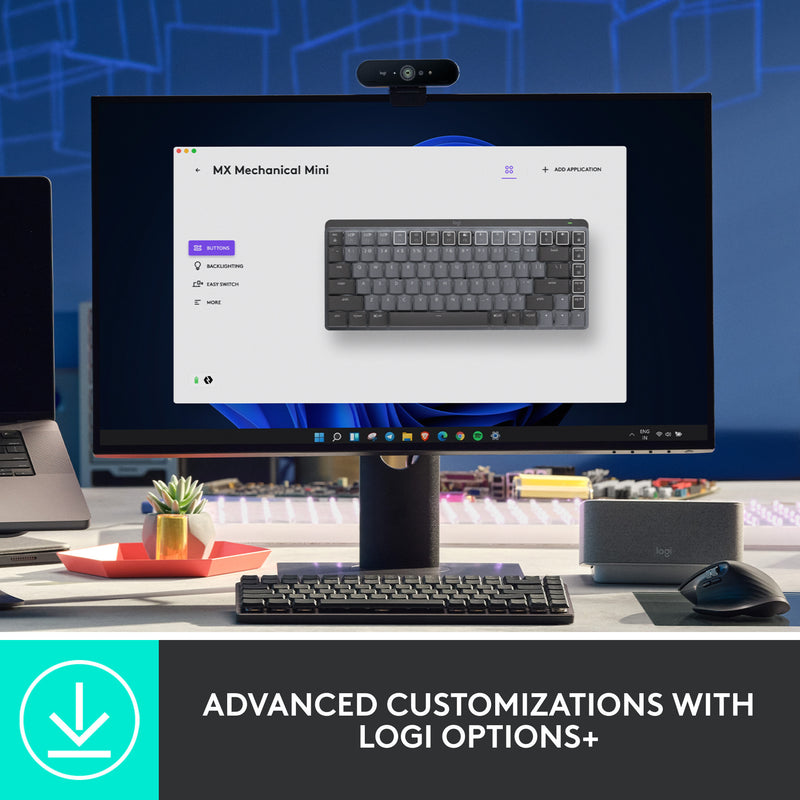 Afbeelding laden in galerijviewer, Logitech mx mechanical mini toetsenbord (zwart, us-international lay-out (qwerty), gl tactile, 80% (tkl), bluetooth)