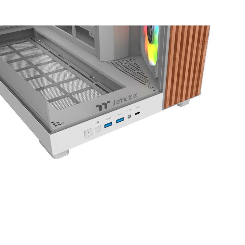 Afbeelding laden in galerijviewer, Thermaltake view 380 xl ws argb midi tower behuizing (wit houtkleur | 2x usb-a | 1x usb-c | rgb | tempered glass)
